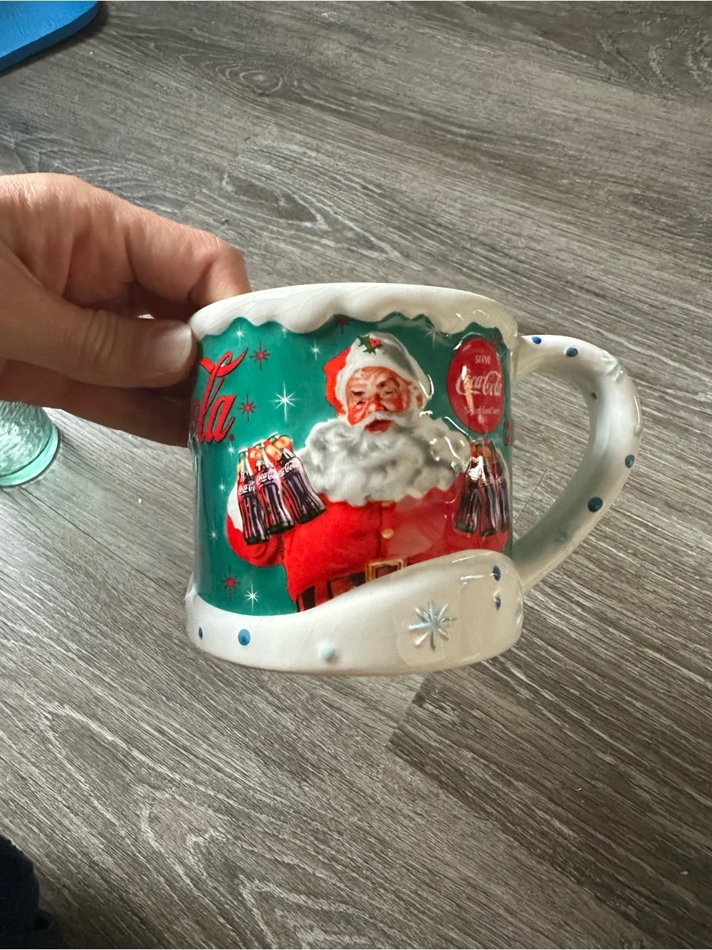 Houston Harvest Coca-Cola Christmas mug from 2004 & Glass Cup